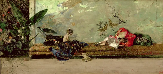 Les enfants du peintre dans le salon japonais